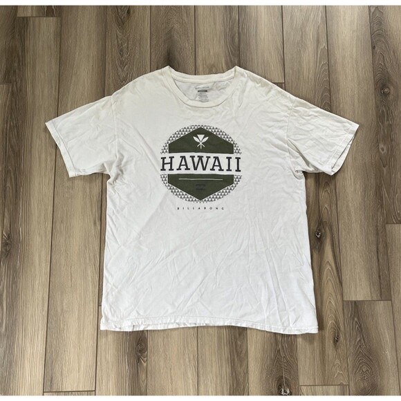 Billabong Men's Hawaii White Graphic T-Shirt Size L Short Sleeves Crew Neck - Picture 1 of 8